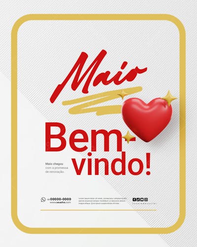 Bem Vindo Maio saudação mês social media post editavel FEED (34)