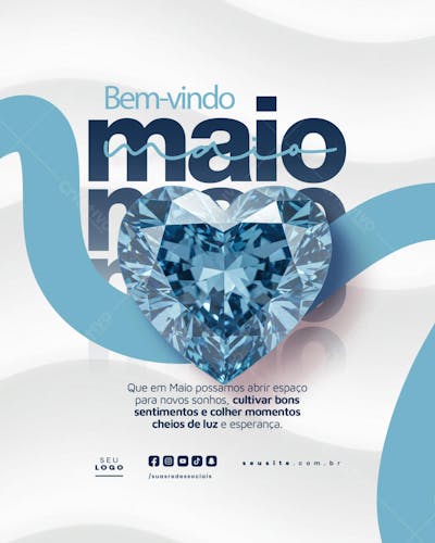 Bem Vindo Maio saudação mês social media post editavel FEED (4)