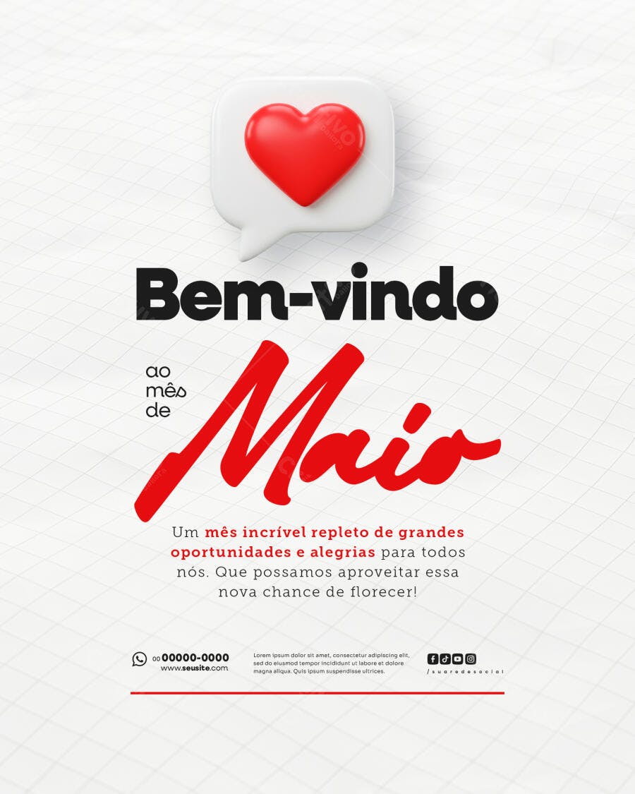 Flyer Mensagem de Boas Vindas ao Mês de Maio PSD Editável