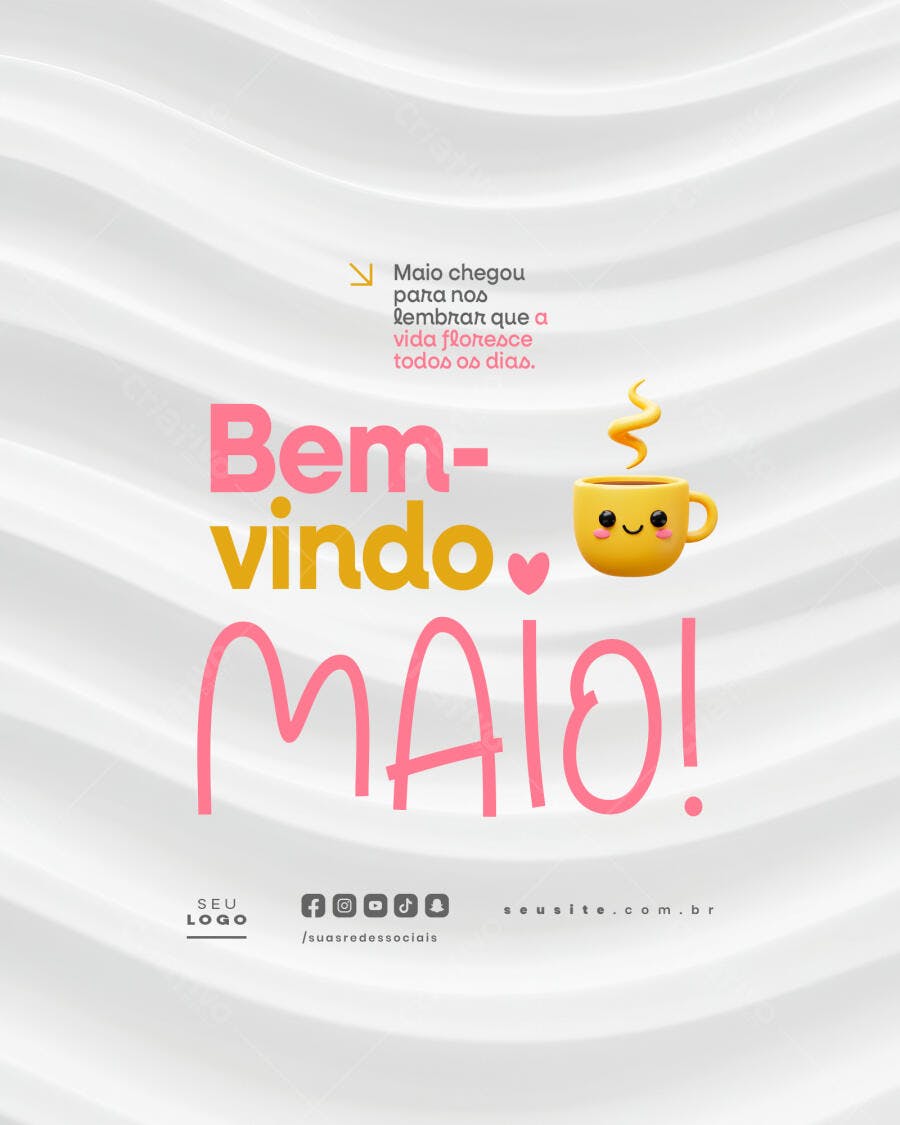 Postagem Boas Vindas Maio PSD Editável