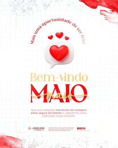 Bem Vindo Maio saudação mês social media post editavel FEED (27)