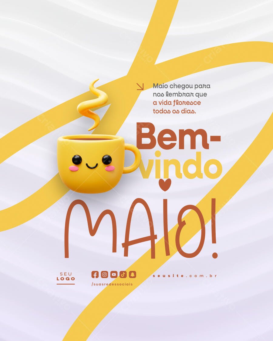 Post para Boas Vindas Maio PSD Editável