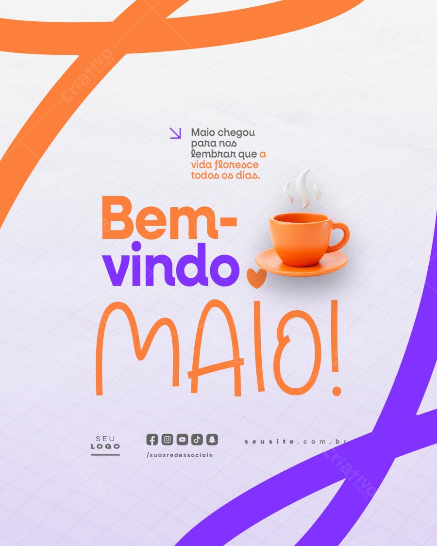 Post para Boas Vindas Maio PSD Editável