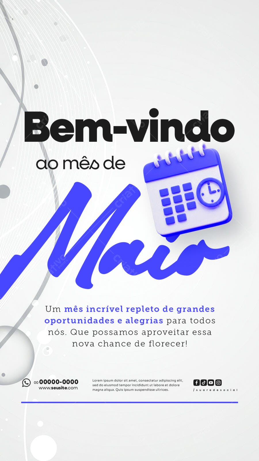 Flyer Mensagem Boas Vindas Maio PSD Editável