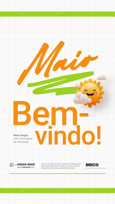 Bem Vindo Maio saudação mês social media post editavel STORY (28)