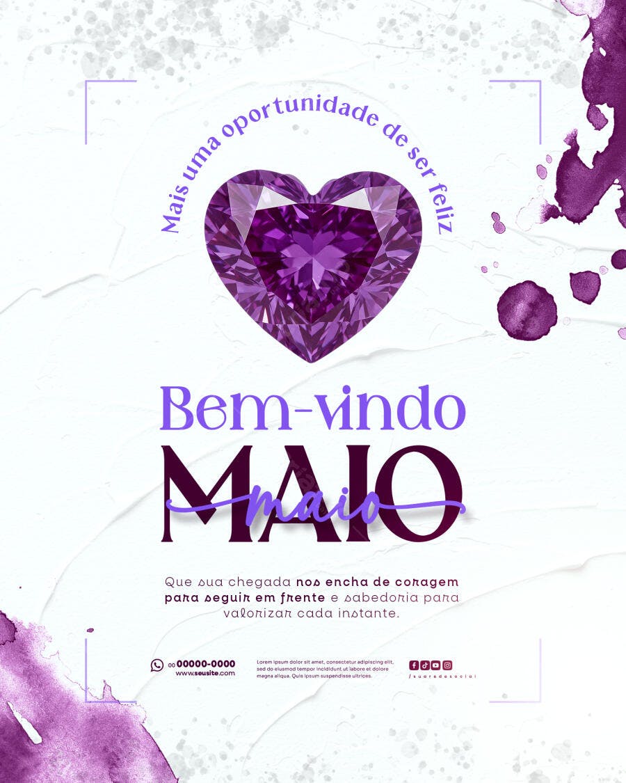 Post para Boas Vindas Maio PSD Editável