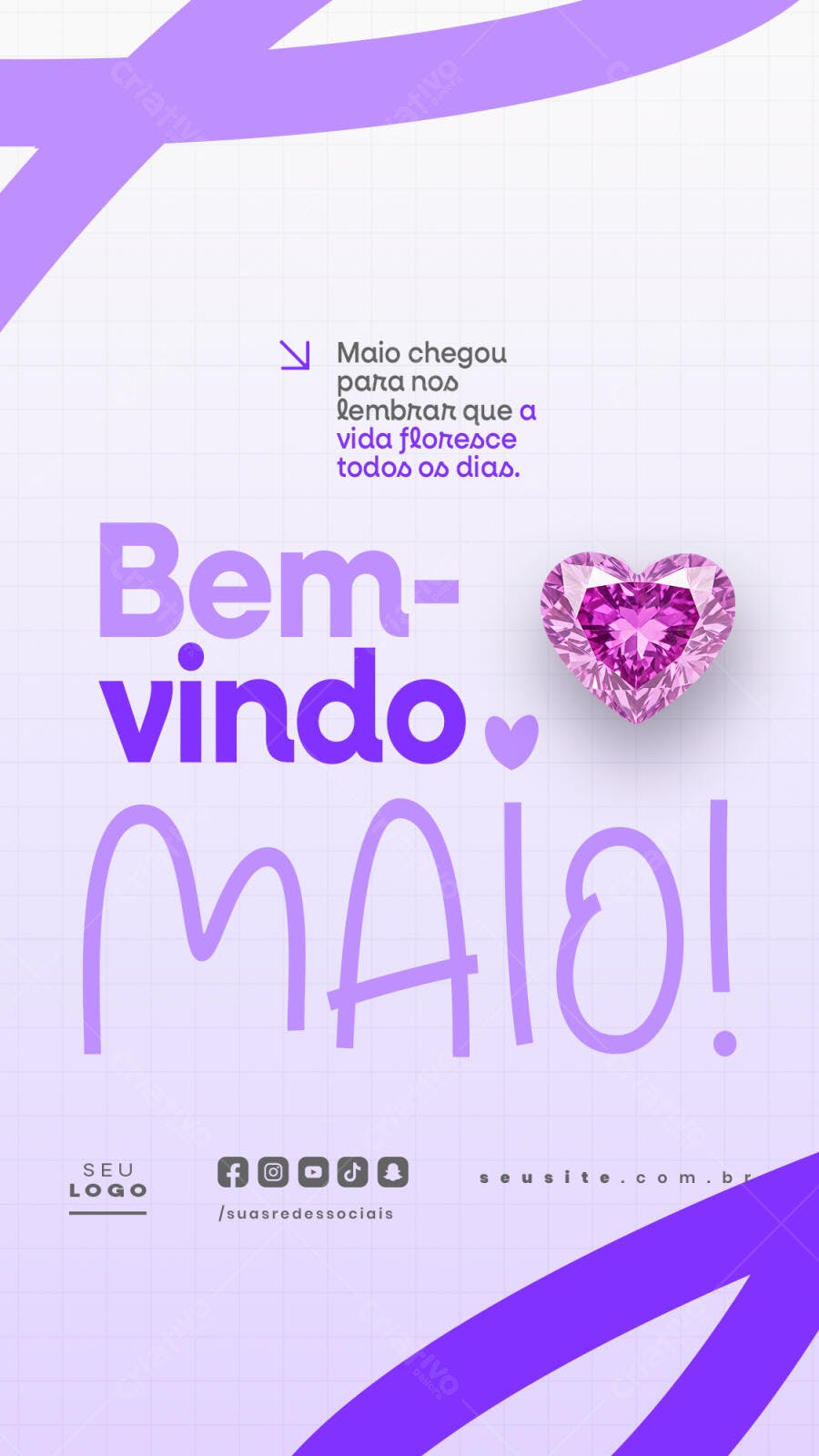 Post para Boas Vindas Maio PSD Editável