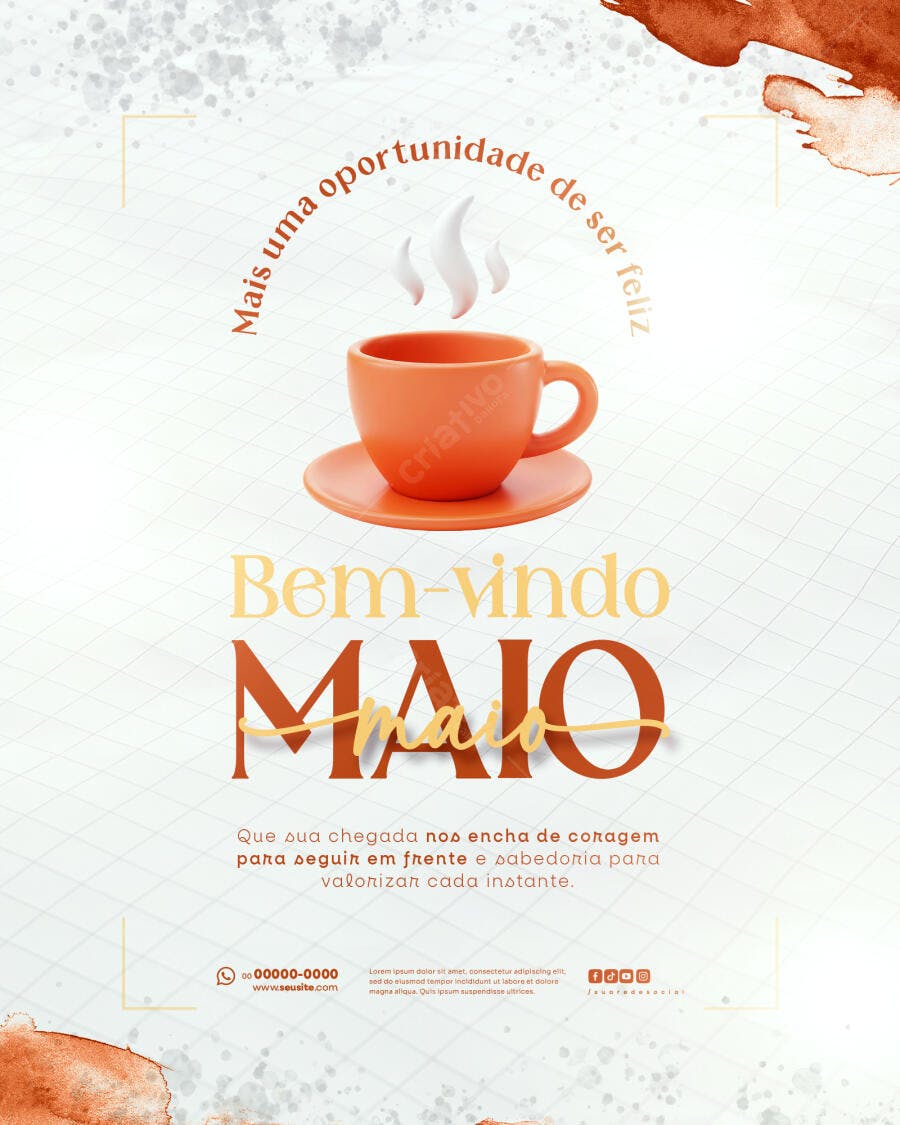 Flyer Bem-vindo Maio PSD Editável