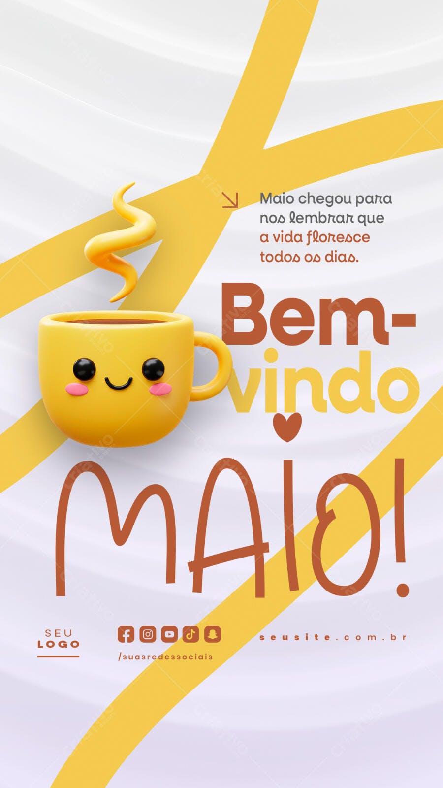 Post para Boas Vindas Maio PSD Editável