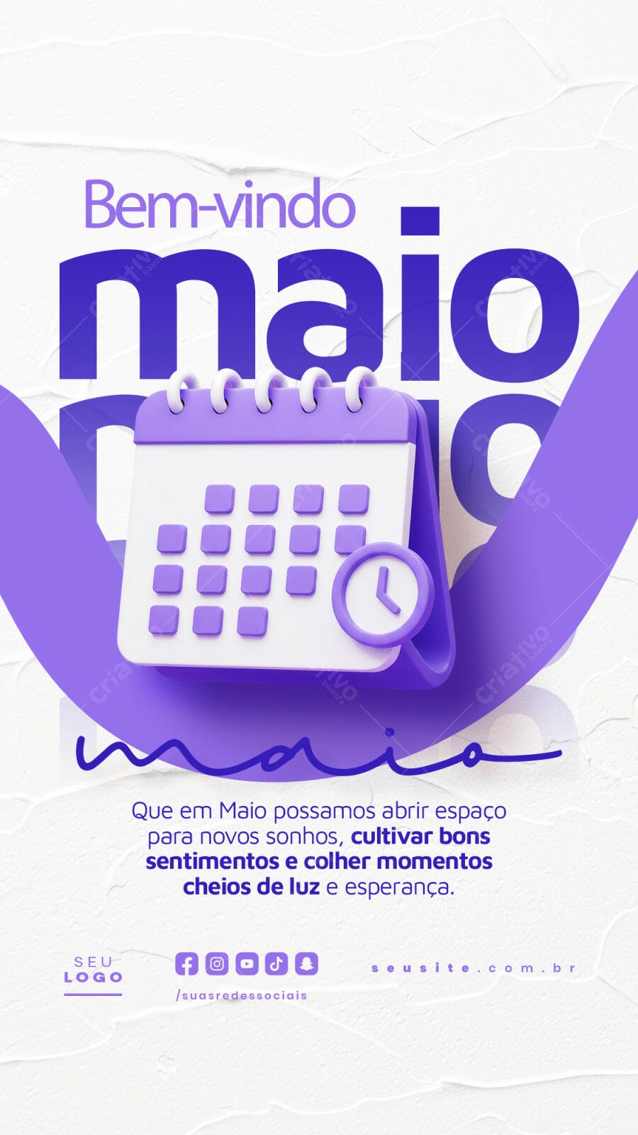 Flyer Mensagem de Boas Vindas Maio PSD Editável