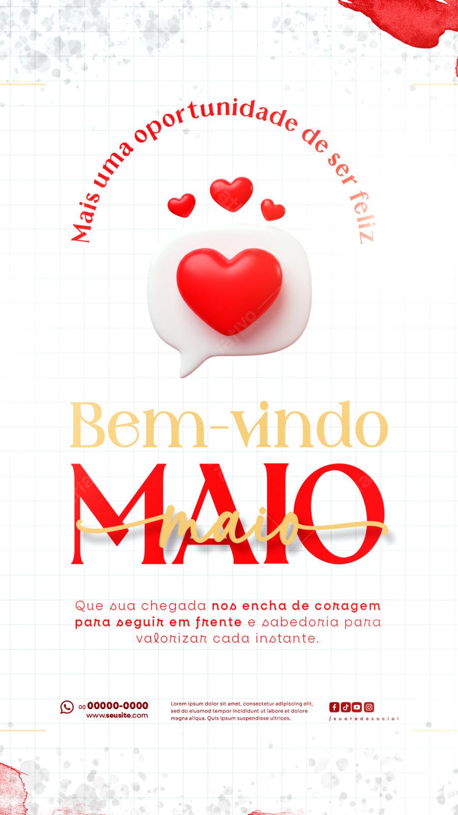Flyer Boas Vindas Maio PSD Editável