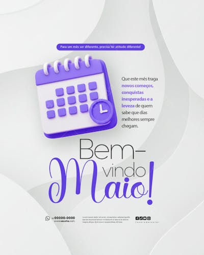 Bem Vindo Maio saudação mês social media post editavel FEED (2)