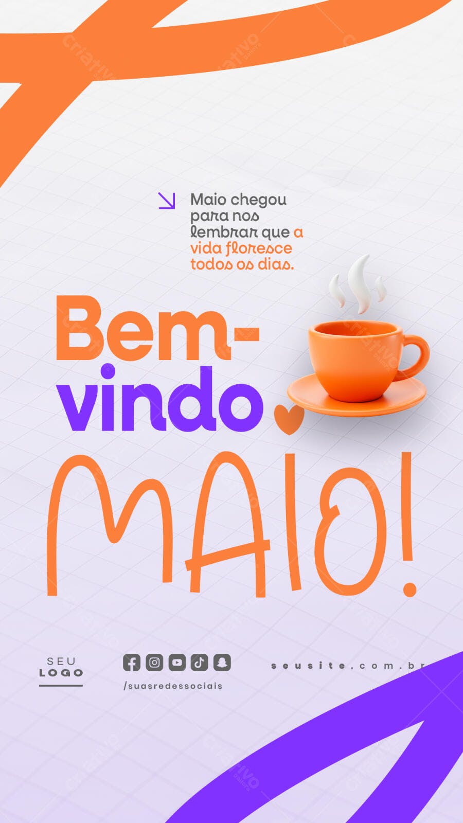 Post para Boas Vindas Maio PSD Editável