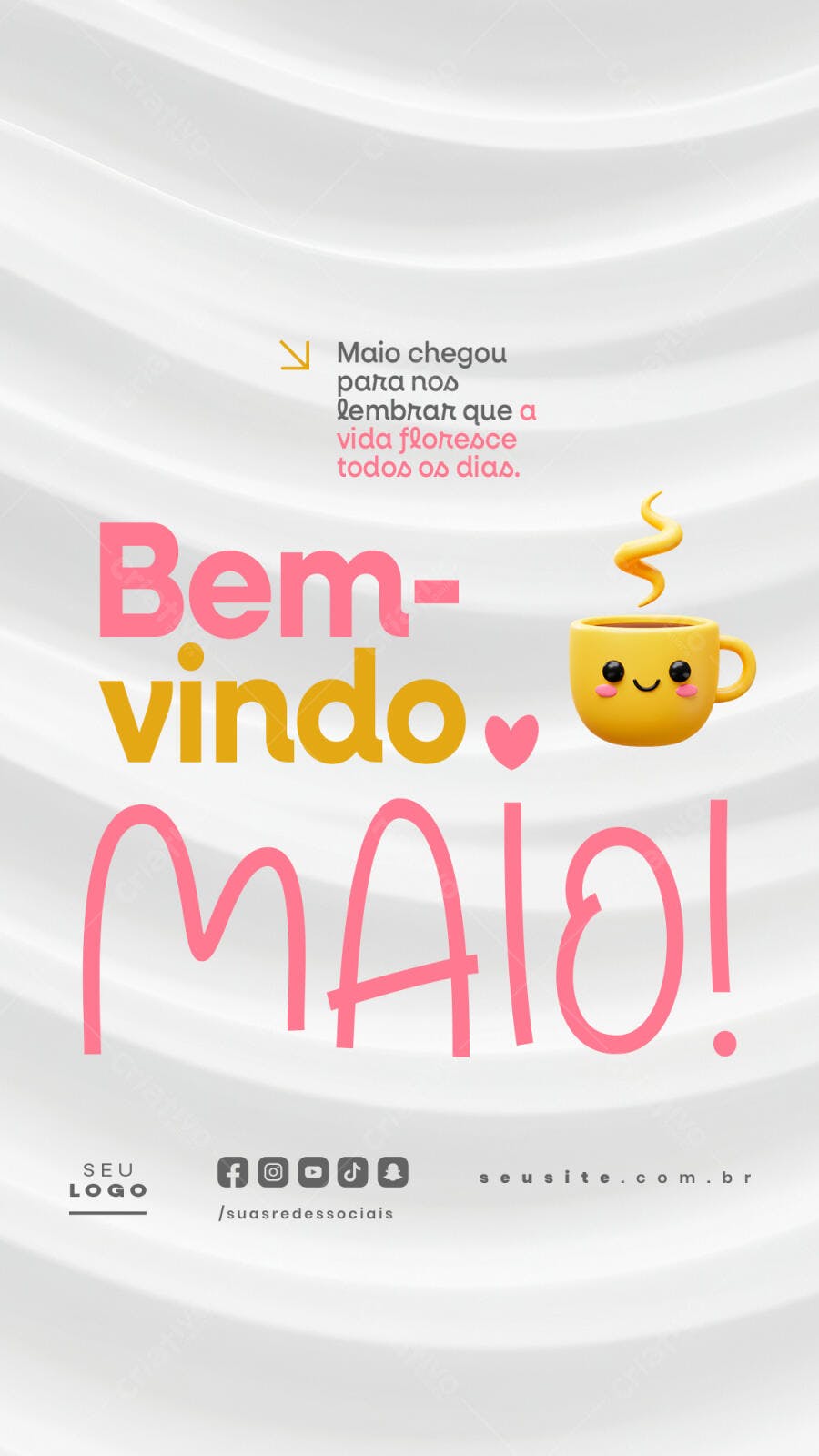 Post para Boas Vindas Maio PSD Editável