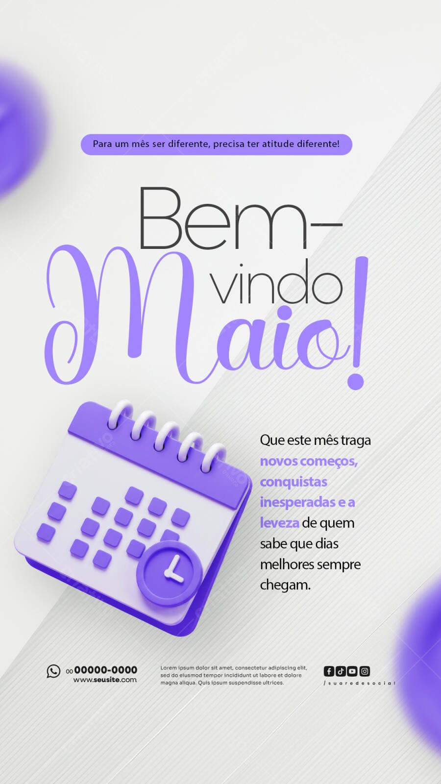 Post de Boas Vindas Maio PSD Editável
