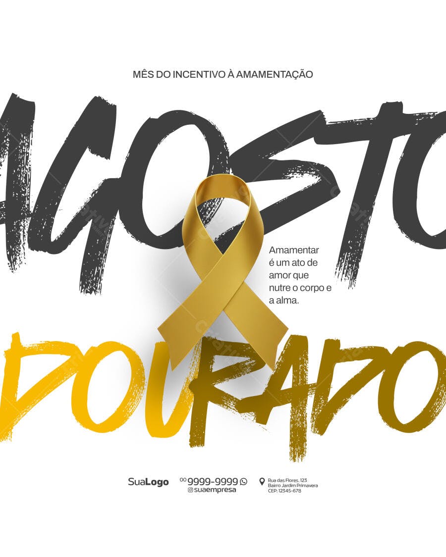 Flyer Agosto Dourado PSD Editável