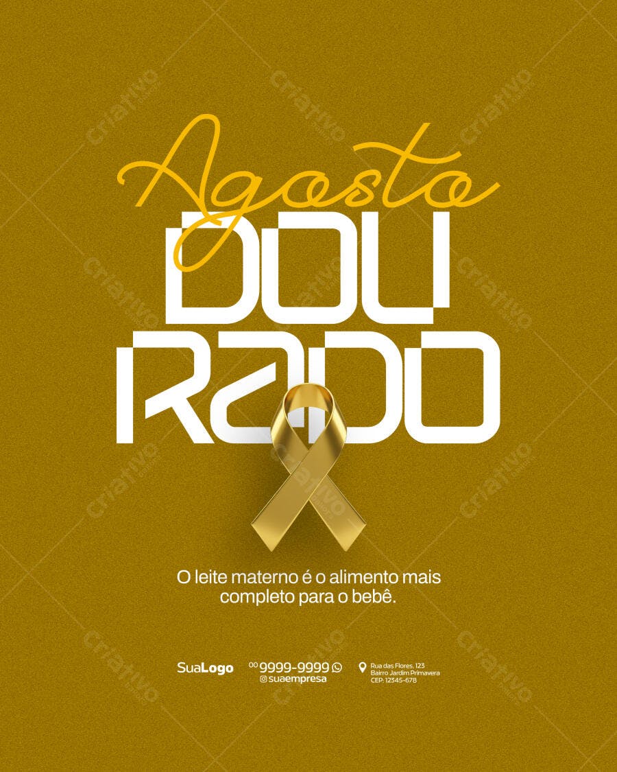 Post Agosto Dourado PSD Editável