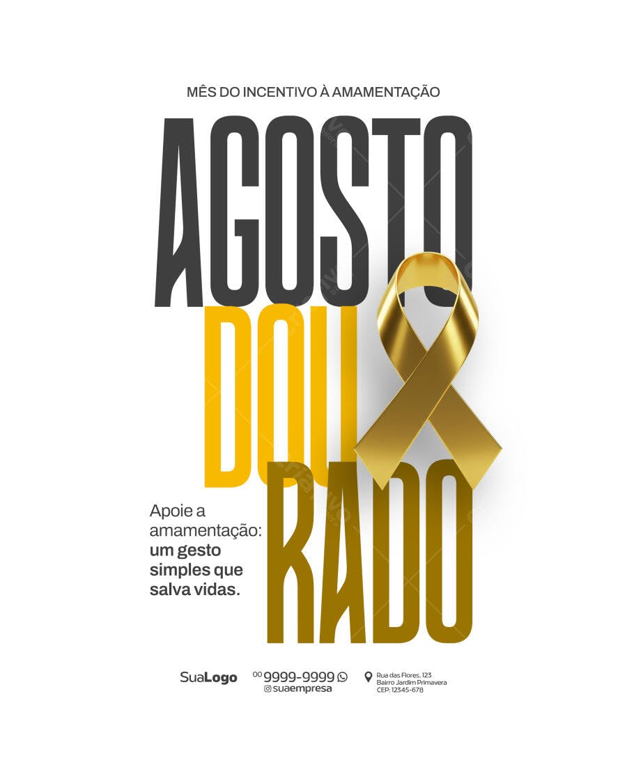 Flyer Agosto Dourado PSD Editável