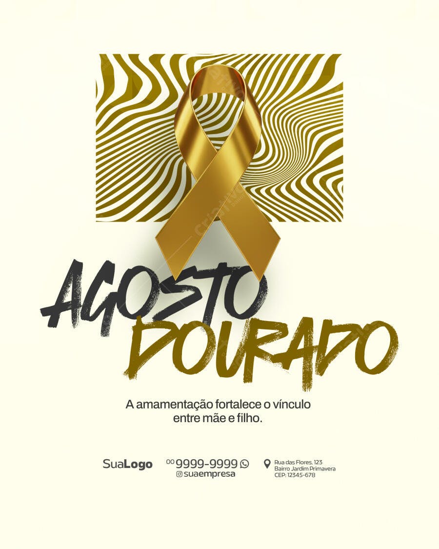 Flyer Agosto Dourado PSD Editável