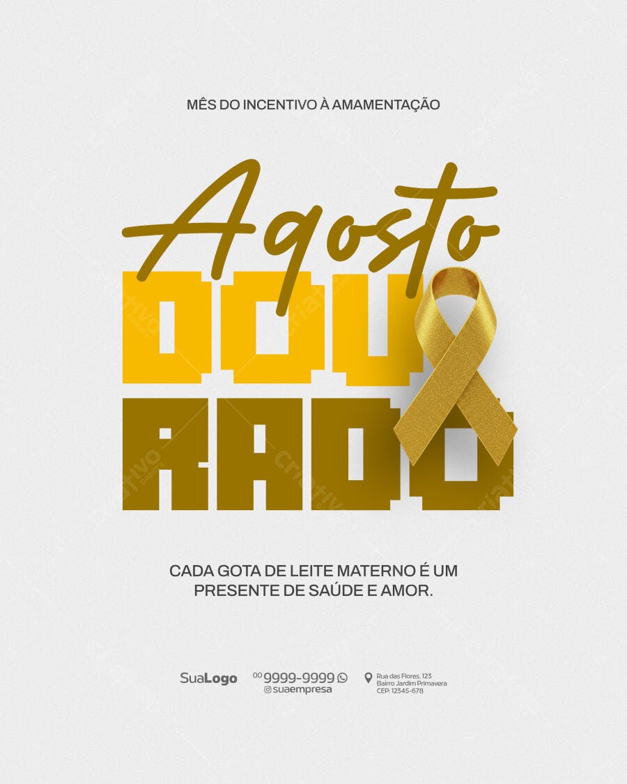 Post Agosto Dourado PSD Editável