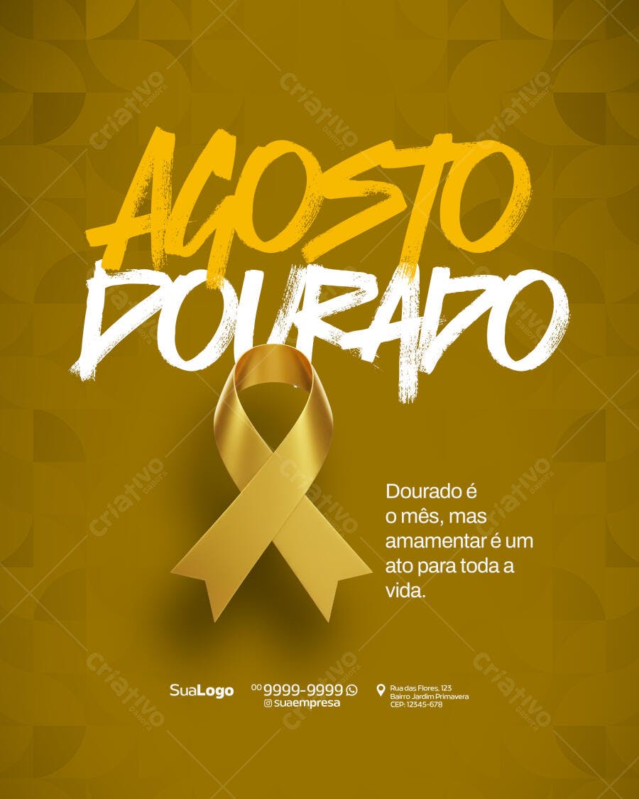 Flyer Agosto Dourado PSD Editável