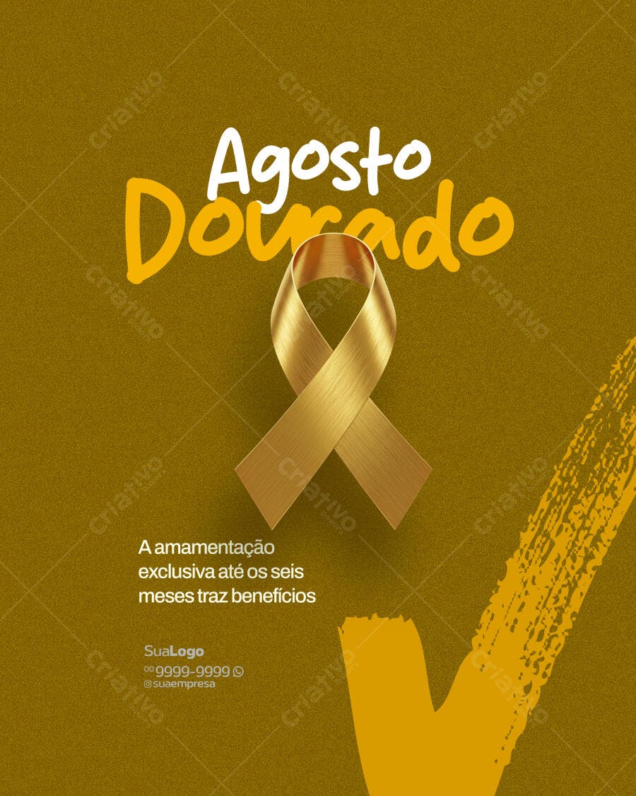 Post para Agosto Dourado PSD Editável