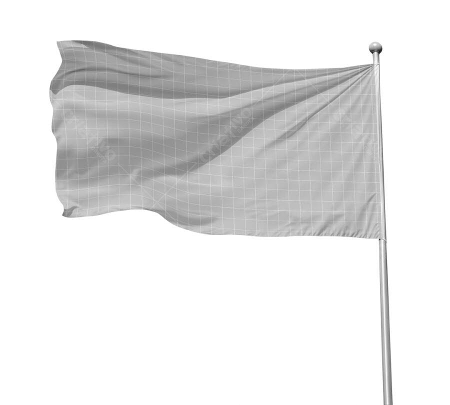 Mockup de Bandeira Cinza em Vento: Modelo Realista