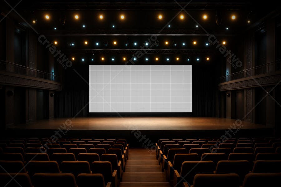 Mockup Cinema: Tela Gigante em Auditório Escuro