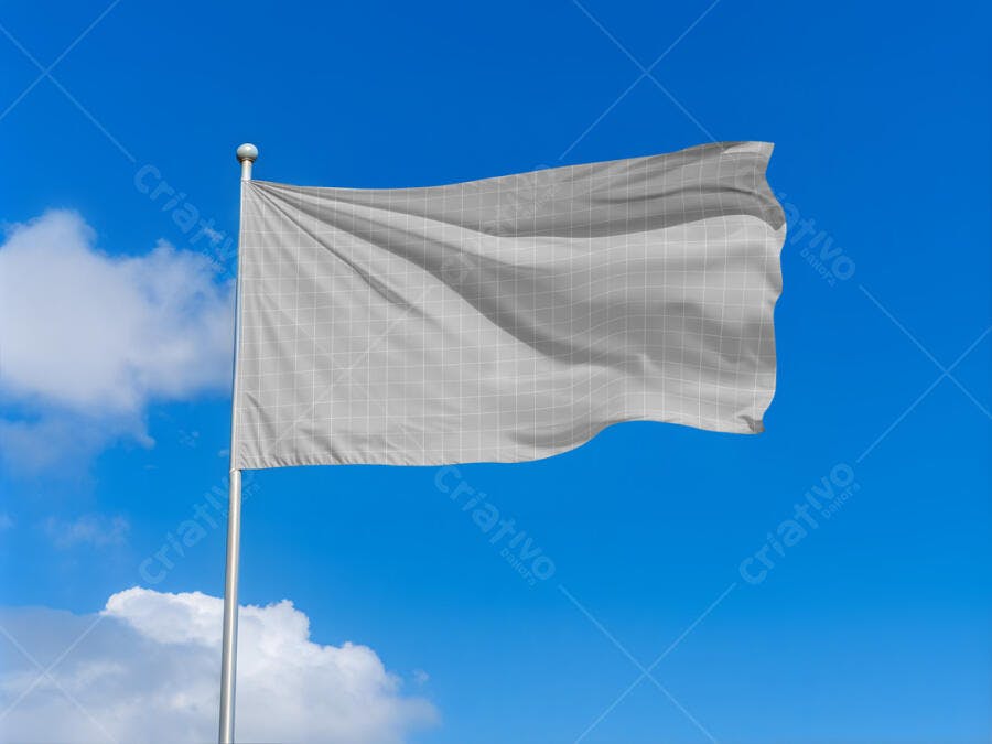 Mockup de Bandeira Cinza em Dia Ensolarado