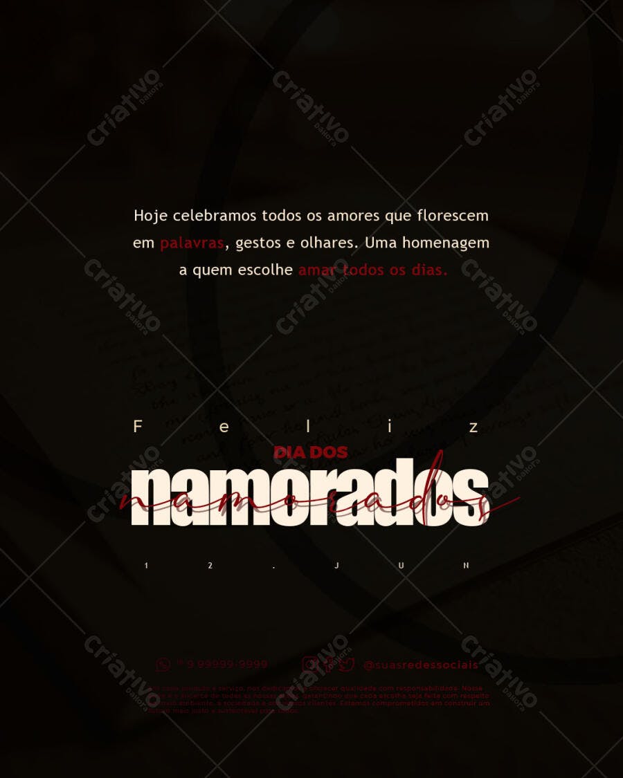 Post para o Dia dos Namorados PSD Editável
