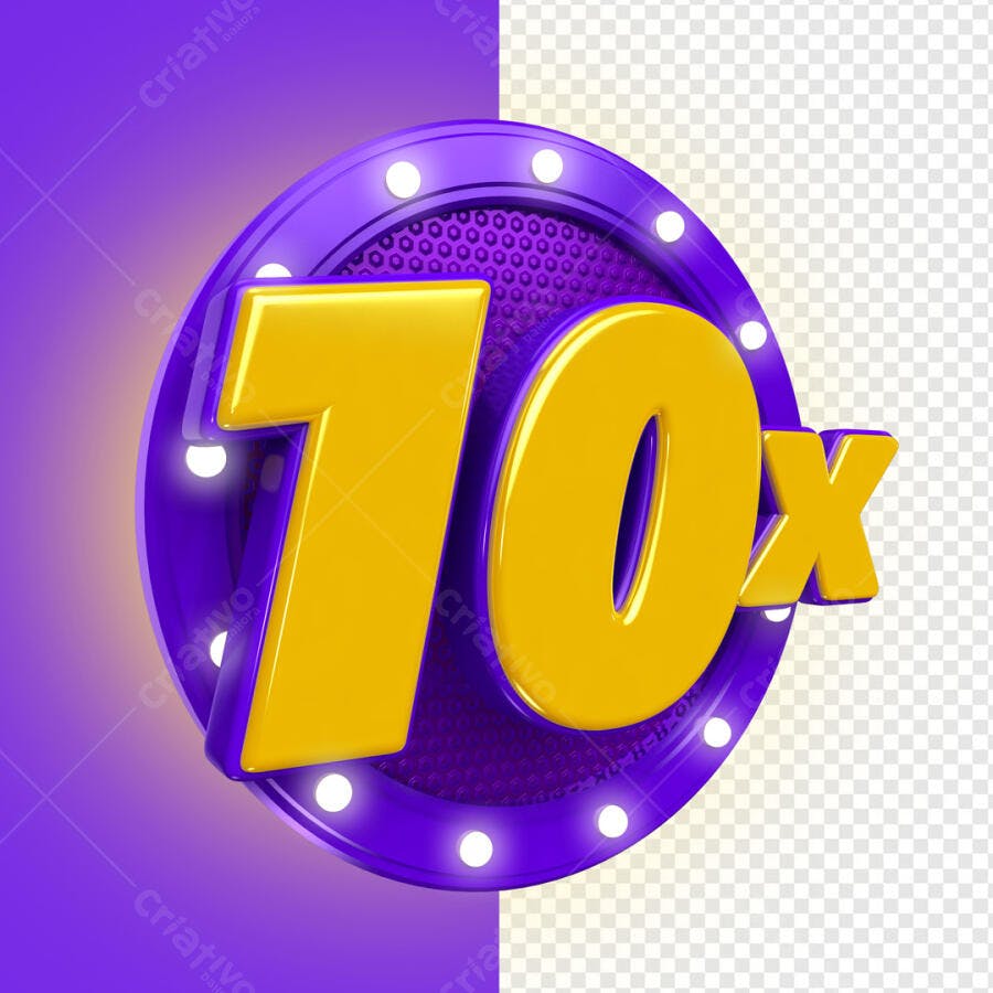Badge 70x Aumento de Vendas PSD Editável