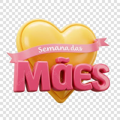 Selo 3d coração dia das mães