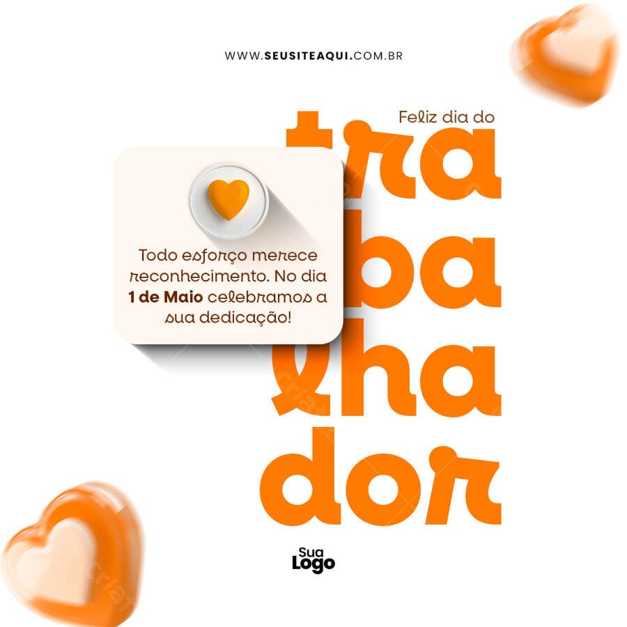 Postagem Dia do Trabalho 1 de Maio PSD Editável