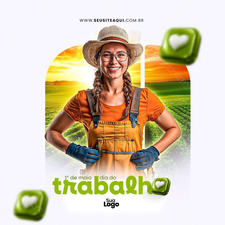 Post para o Dia do Trabalho PSD Editável