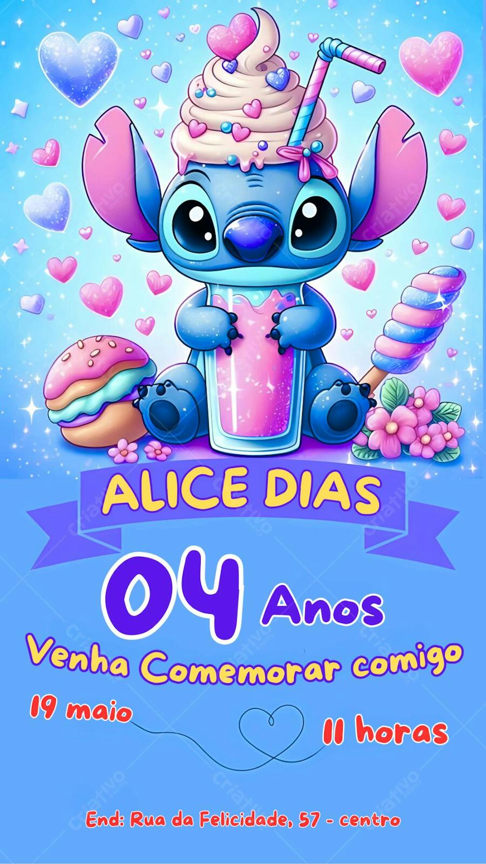 convite infantil de aniversário lilo e stitch