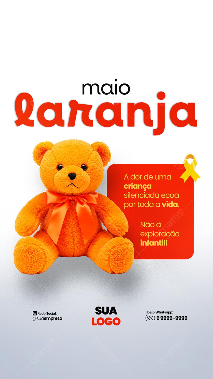 Flyer Maio Laranja - Combate à Exploração Infantil PSD Editável