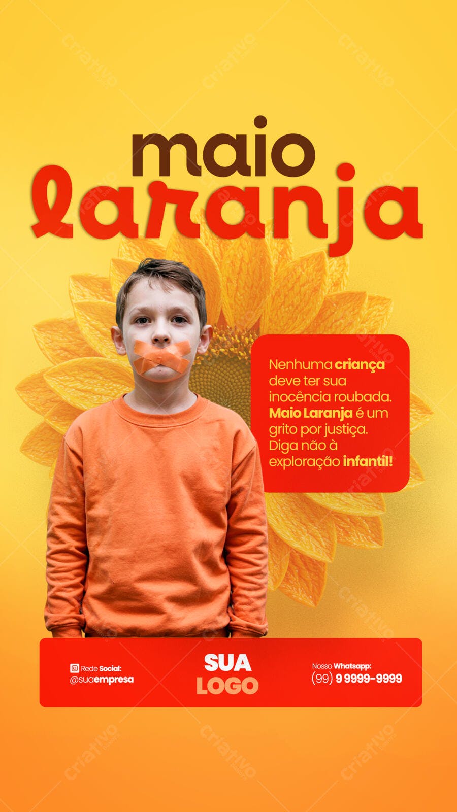 Flyer Maio Laranja PSD Editável