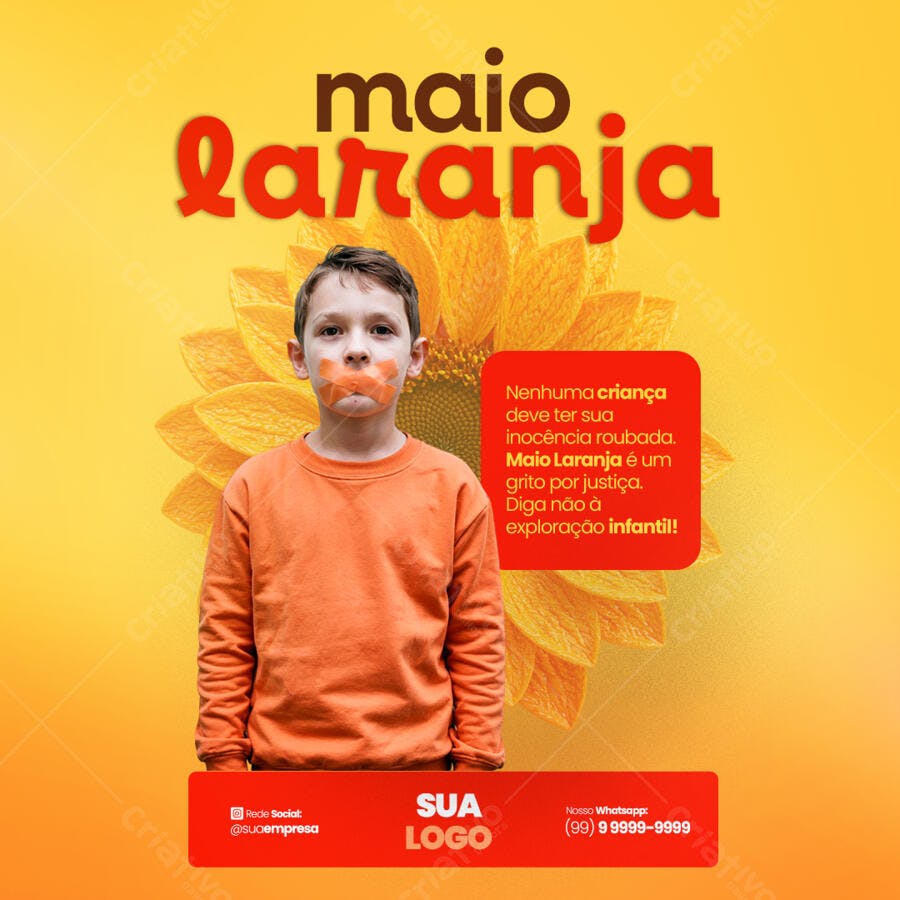 Post para o Maio Laranja PSD Editável