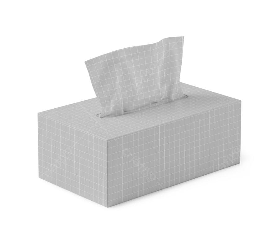 Mockup de Caixa de Lenços de Papel em Tons de Cinza