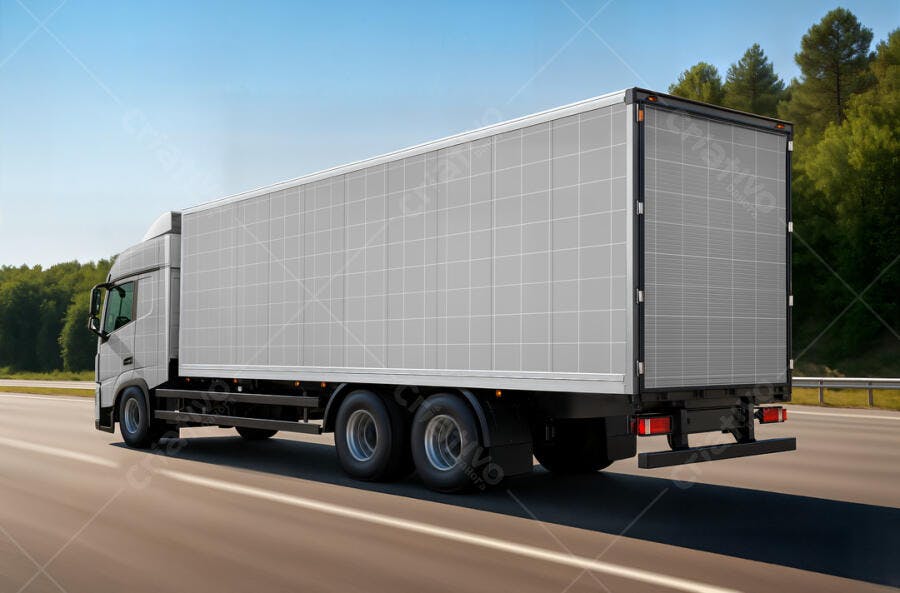 Mockup Caminhão de Carga em Rodovia: Modelo Realista
