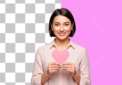 MULHER SEGURANDO CORAÇÃO NA MÃO PARA COMPOSIÇÃO 2