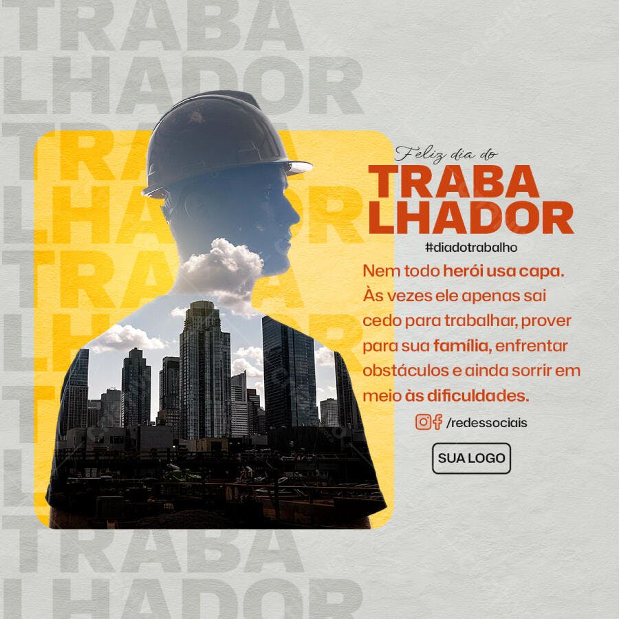 Postagem Dia do Trabalhador PSD Editável