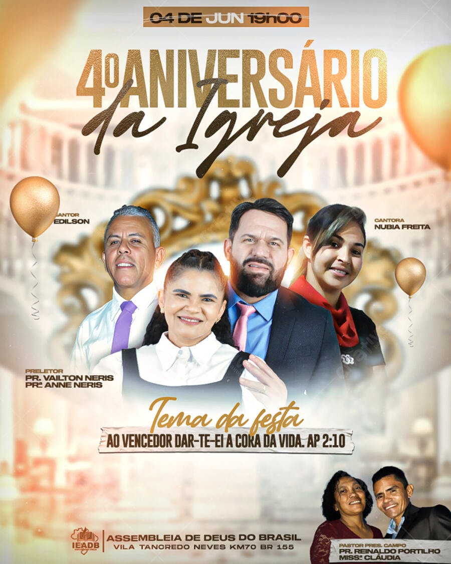 Flyer 4º Aniversário Igreja PSD Editável
