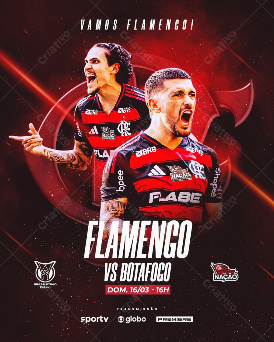 Flyer Flamengo x Botafogo PSD Editável