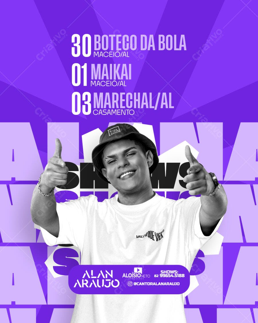 Flyer para Shows de Alan Araújo PSD Editável