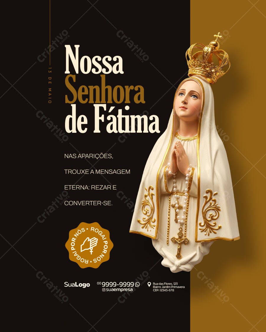 Flyer Nossa Senhora de Fátima 13 de Maio PSD Editável