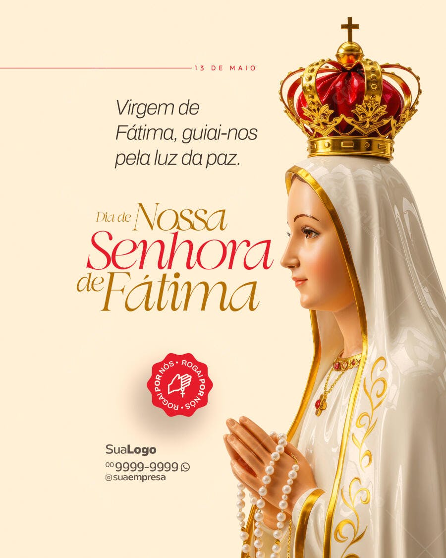 Postagem Dia de Nossa Senhora de Fátima PSD Editável