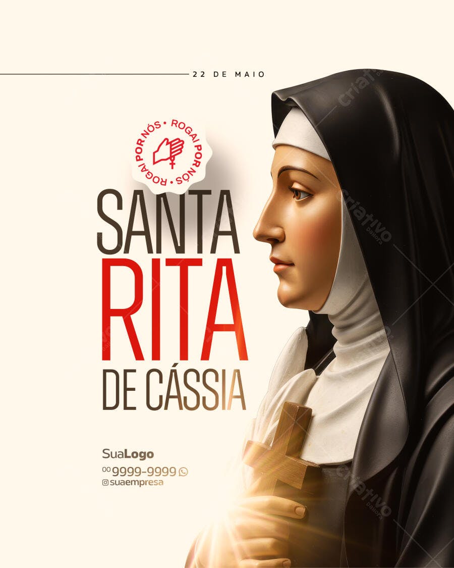 Flyer Dia de Santa Rita de Cássia PSD Editável