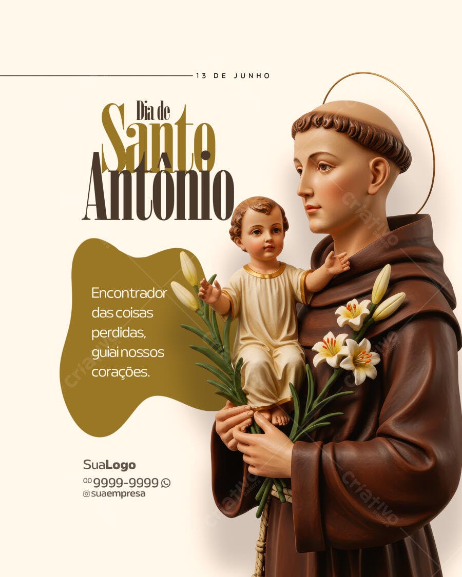Flyer Dia de Santo Antônio 13 de Junho PSD Editável