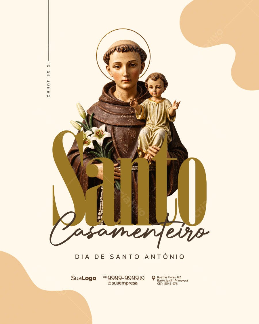 Flyer Dia de Santo Antônio PSD Editável